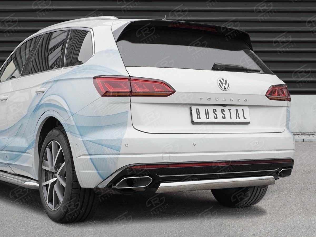 Руссталь VWTZ-003067 защита заднего бампера d75х42 дуга на Volkswagen Touareg 2018-