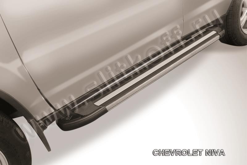 Slitkoff AL-CHNB003 пороги алюминиевые "Luxe Black" черные Chevrolet Niva (Bertone)