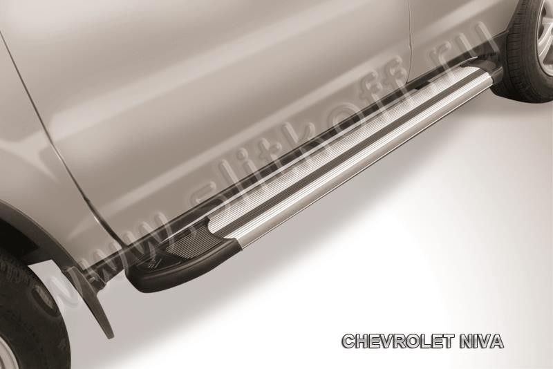 Slitkoff AL-CHNB004 пороги алюминиевые "Luxe Silver" серебристые Chevrolet Niva (Bertone)