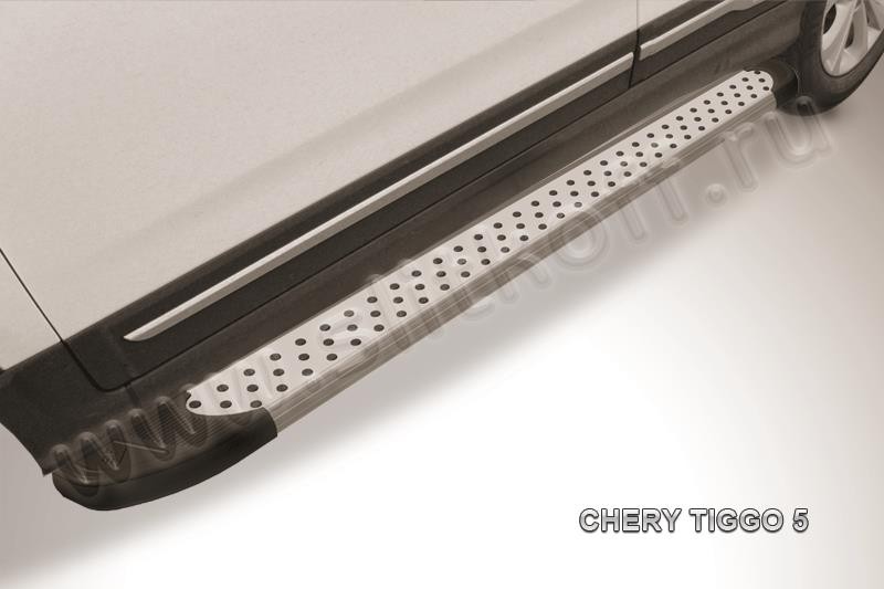 Slitkoff AL-CT5-005 пороги алюминиевые "Standart Silver" Chery Tiggo 5
