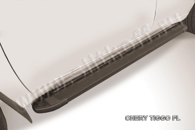 Slitkoff AL-CTFL01 пороги алюминиевые "Optima Black" Chery Tiggo FL (2013)