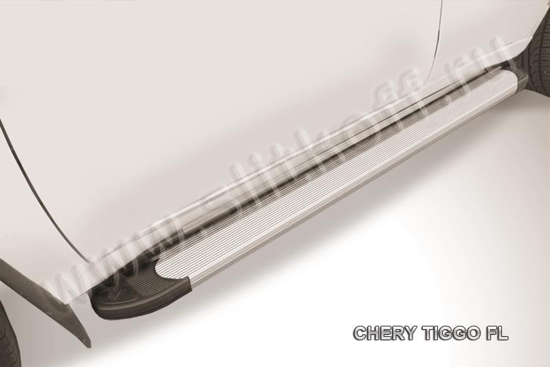 Slitkoff AL-CTFL02 пороги алюминиевые "Optima Silver" Chery Tiggo FL (2013)