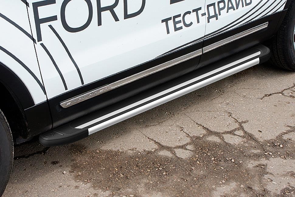 Slitkoff AL-FEX1503 пороги алюминиевые "Luxe Black" 1800 черные Ford Explorer (2015)