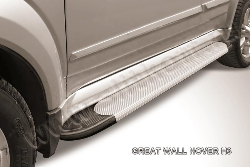 Slitkoff AL-GWH3002 пороги алюминиевые "Optima Silver" Great Wall Hover H3