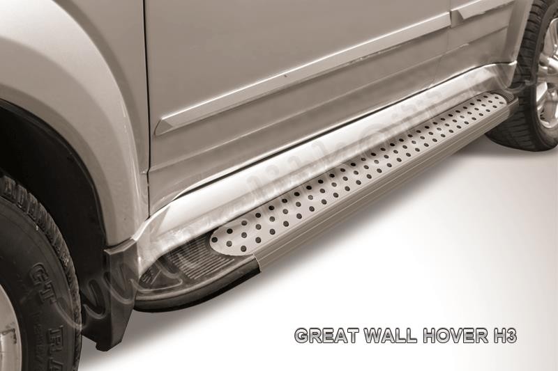 Slitkoff AL-GWH3005 пороги алюминиевые "Standart Silver" Great Wall Hover H3