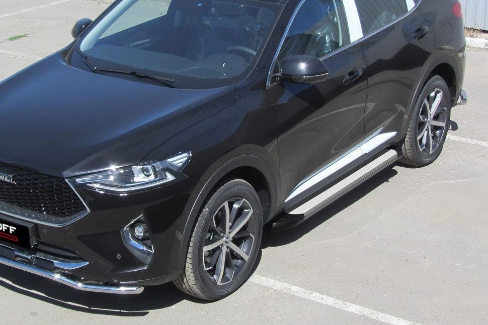 Slitkoff AL-Hav7002 пороги алюминиевые "Optima Silver" 1800 серебристые Haval F7 (2019)