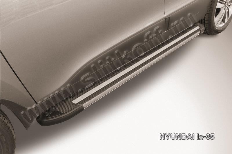 Slitkoff AL-Hix35003 пороги алюминиевые "Luxe Black" черные Hyundai ix-35