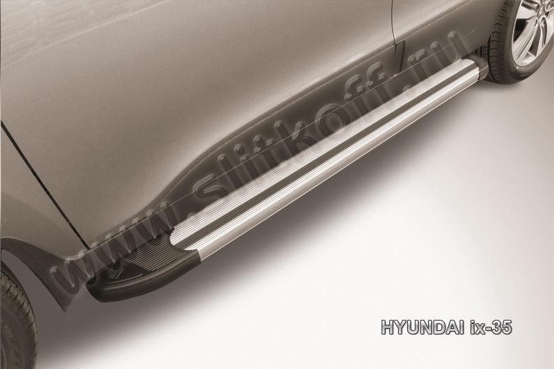 Slitkoff AL-Hix35004 пороги алюминиевые "Luxe Silver" серебристые Hyundai ix-35