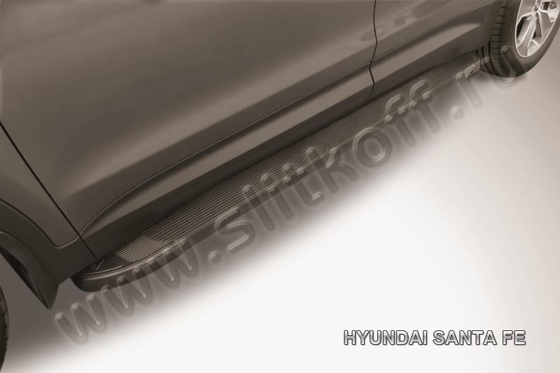 Slitkoff AL-HSFG001 пороги алюминиевые "Optima Black" Hyundai Grand Santa Fe (2014)