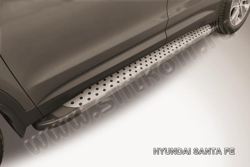 Slitkoff AL-HSFG005 пороги алюминиевые "Standart Silver" Hyundai Grand Santa Fe (2014)