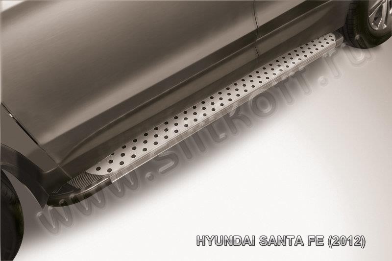 Slitkoff AL-HSFT1205 пороги алюминиевые "Standart Silver" Hyundai Santa Fe (2012)