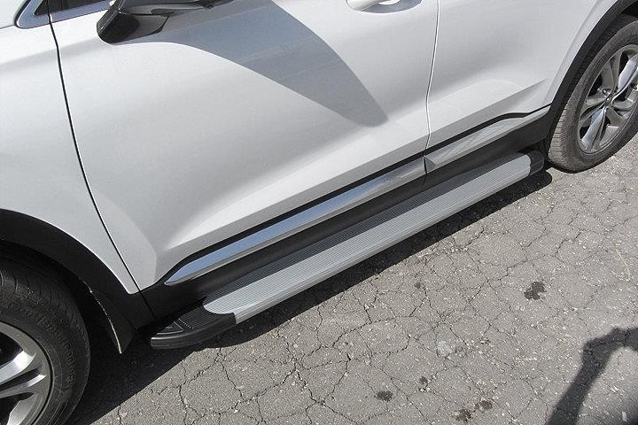 Slitkoff AL-HSFT1802 пороги алюминиевые "Optima Silver" 1800 серебристые Hyundai Santa Fe (2018)
