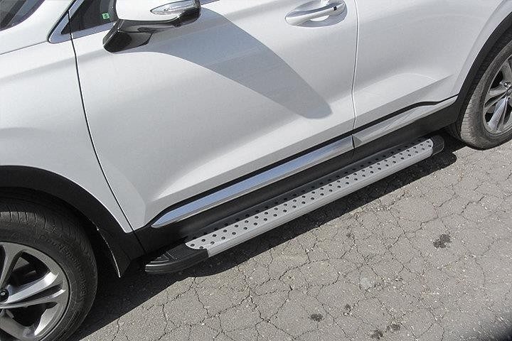 Slitkoff AL-HSFT1805 пороги алюминиевые "Standart Silver" 1800 серебристые Hyundai Santa Fe (2018)