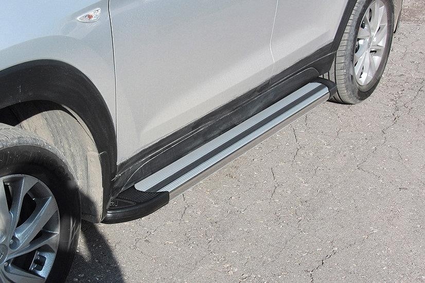 Slitkoff AL-HT18004 пороги алюминиевые "Luxe Silver" 1700 серебристые Hyundai Tucson (2018)