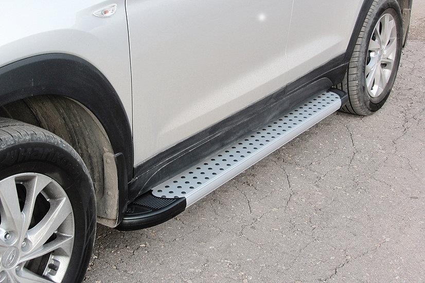Slitkoff AL-HT18005 пороги алюминиевые "Standart Silver" 1700 серебристые Hyundai Tucson (2018)