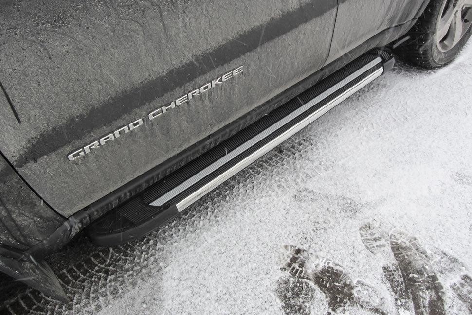 Slitkoff AL-JGCH003 пороги алюминиевые "Luxe Black" 1550 черные Jeep Grand Cherokee (2011)