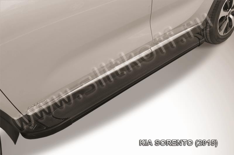Slitkoff AL-KS1501 пороги алюминиевые "Optima Black" KIA Sorento (2015)