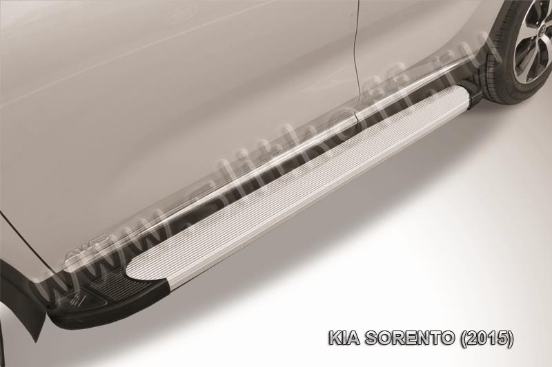 Slitkoff AL-KS1502 пороги алюминиевые "Optima Silver" KIA Sorento (2015)