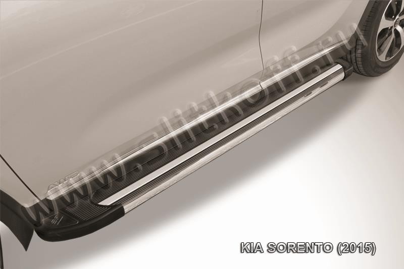 Slitkoff AL-KS1503 пороги алюминиевые "Luxe Black" черные KIA Sorento (2015)