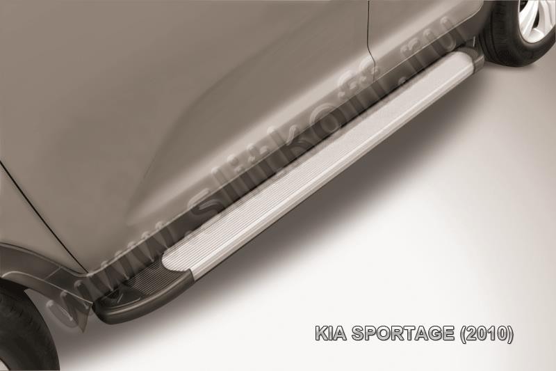 Slitkoff AL-KSP01002 пороги алюминиевые "Optima Silver" KIA Sportage (2010)