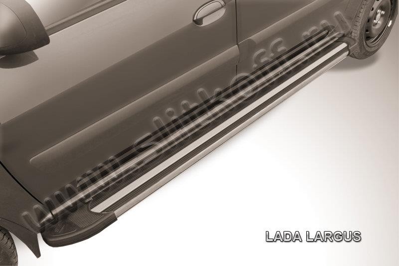 Slitkoff AL-LadLar003 пороги алюминиевые "Luxe Black" черные Lada Largus