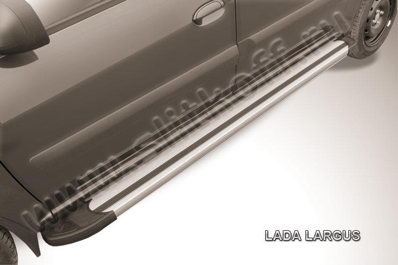 Slitkoff AL-LadLar004 пороги алюминиевые "Luxe Silver" серебристые Lada Largus