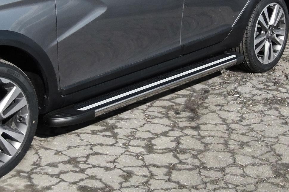 Slitkoff AL-LadVSWCR03 пороги алюминиевые "Luxe Black" 1800 черные Lada Vesta SW Cross