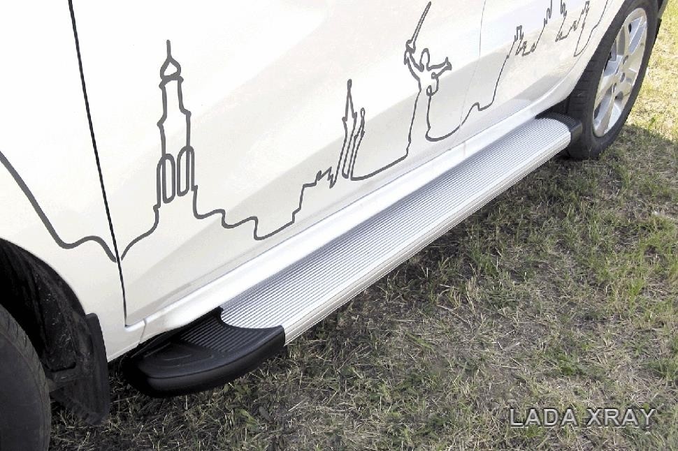 Slitkoff AL-LadXR002 пороги алюминиевые "Optima Silver" 1700 серебристые Lada XRay