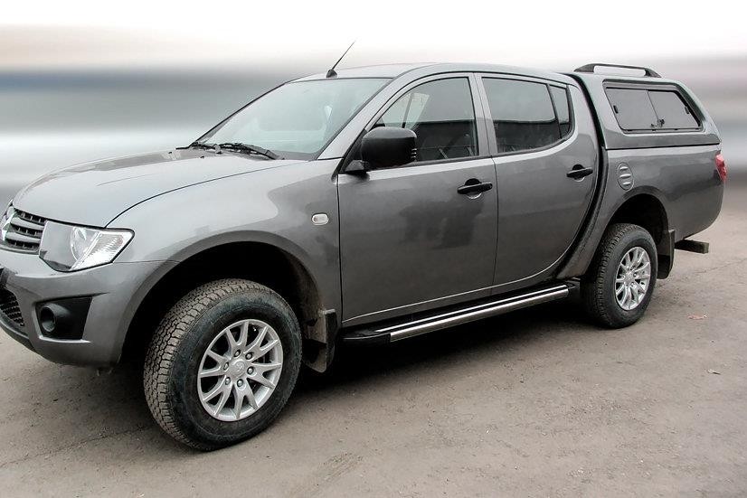 Slitkoff AL-ML-003 пороги алюминиевые "Luxe Black" 1800 черные Mitsubishi L-200 Triton