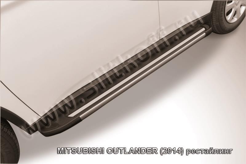 Slitkoff AL-MOUT1303 пороги алюминиевые "Luxe Black" черные Mitsubishi Outlander (2013)