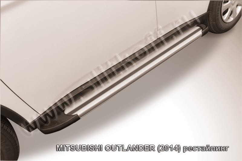 Slitkoff AL-MOUT1404 пороги алюминиевые "Luxe Silver" серебристые Mitsubishi Outlander (2014)