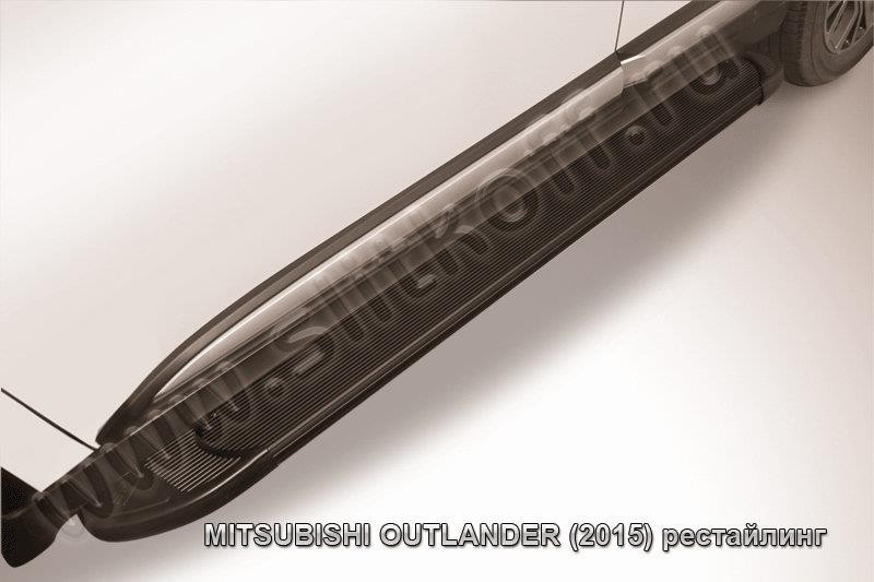 Slitkoff AL-MOUT1501 пороги алюминиевые "Optima Black" 1700 черные Mitsubishi Outlander (2015)