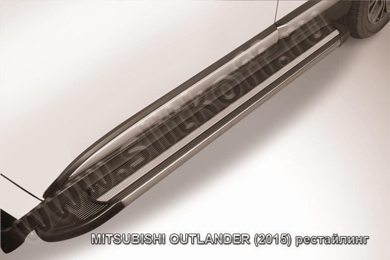 Slitkoff AL-MOUT1503 пороги алюминиевые "Luxe Black" 1700 черные Mitsubishi Outlander (2015)