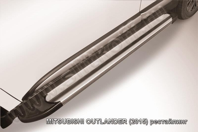 Slitkoff AL-MOUT1504 пороги алюминиевые "Luxe Silver" 1700 серебристые Mitsubishi Outlander (2015)