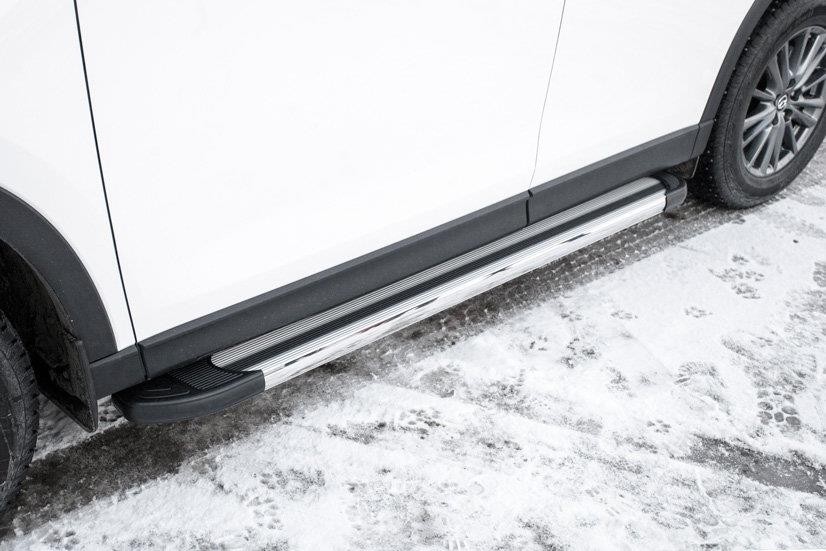 Slitkoff AL-MZCX17504 пороги алюминиевые "Luxe Silver" 1700 серебристые Mazda CX-5 (2017)