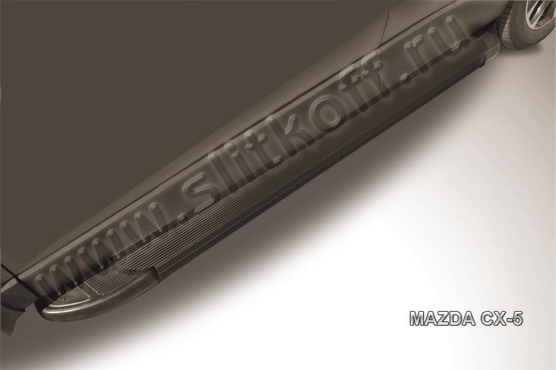 Slitkoff AL-MZCX5001 пороги алюминиевые "Optima Black" 1700 черные Mazda CX5 (2014)