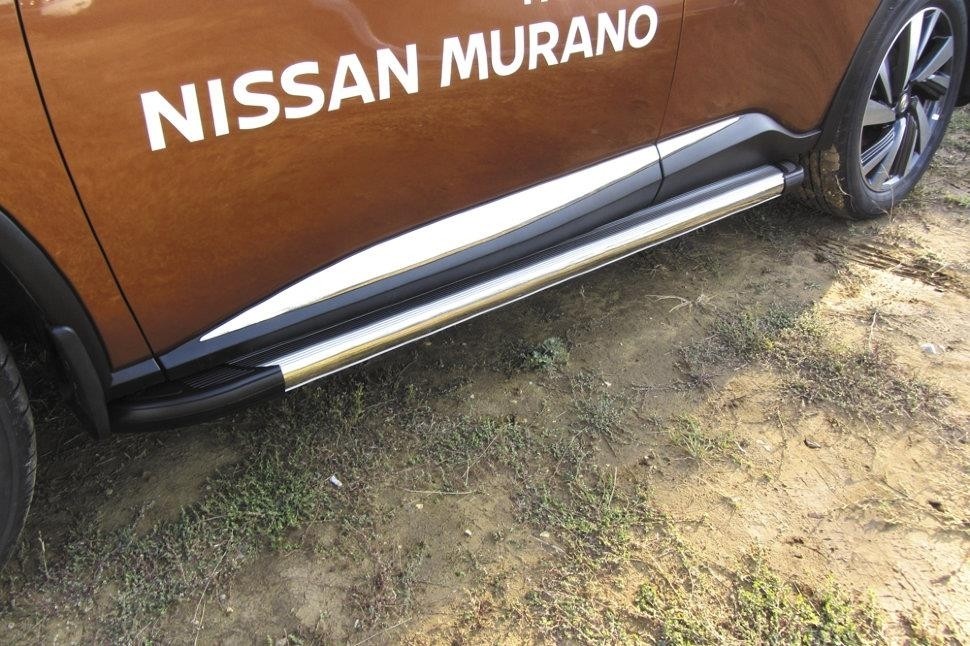 Slitkoff AL-NIM16004 пороги алюминиевые "Luxe Silver" 1800 серебристые Nissan Murano (2016)