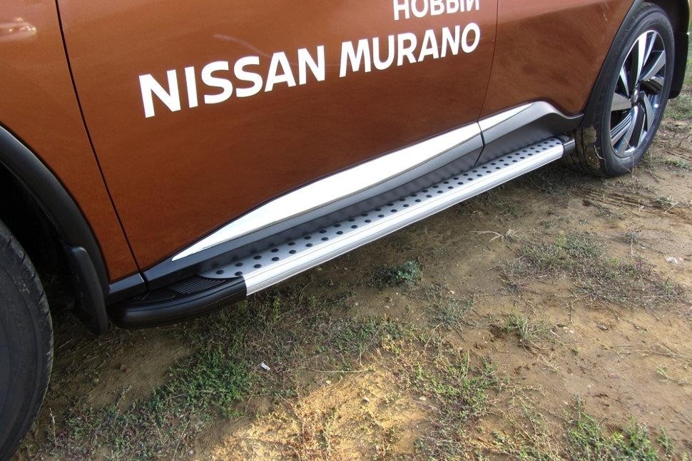 Slitkoff AL-NIM16005 пороги алюминиевые "Standart Silver" 1800 серебристые Nissan Murano (2016)