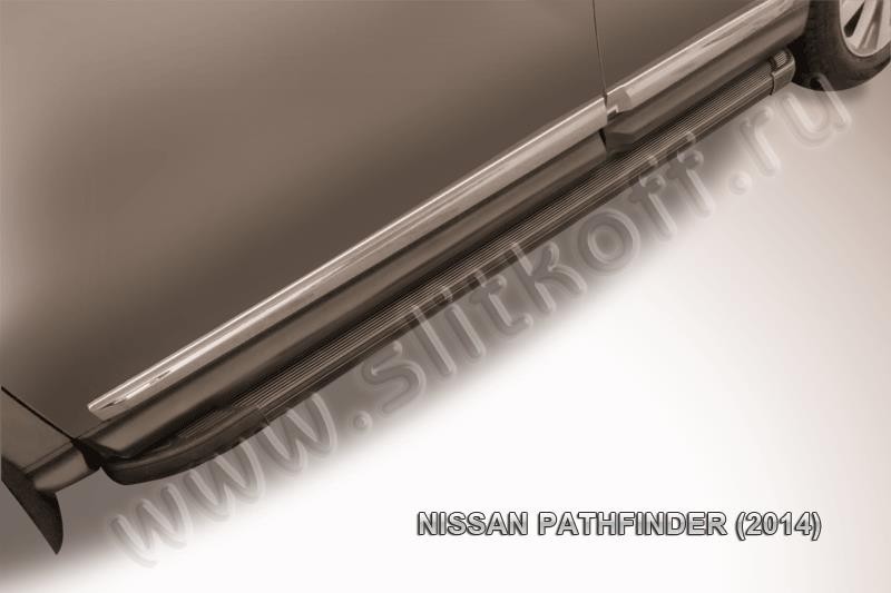 Slitkoff AL-NIP14-001 пороги алюминиевые "Optima Black" Nissan Pathfinder (2014)