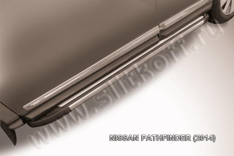 Slitkoff AL-NIP14-003 пороги алюминиевые "Luxe Black" черные Nissan Pathfinder (2014)