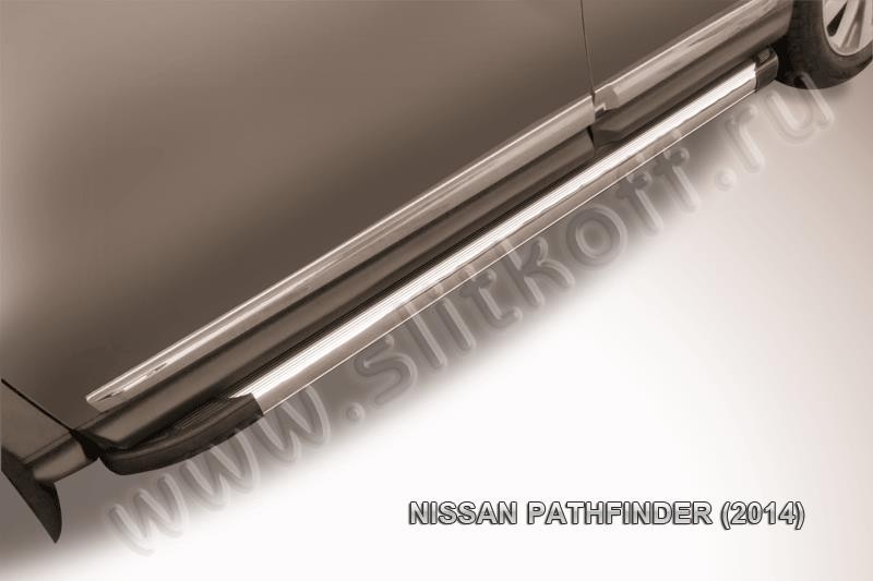 Slitkoff AL-NIP14-004 пороги алюминиевые "Luxe Silver" серебристые Nissan Pathfinder (2014)