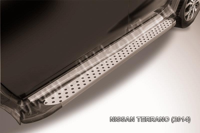 Slitkoff AL-NTER14-05 пороги алюминиевые "Standart Silver" 1700 серебристые Nissan Terrano (2014)