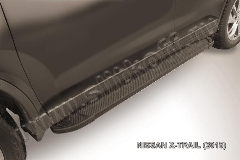 Slitkoff AL-NXT15-01 пороги алюминиевые "Optima Black" Nissan X-Trail (2015)
