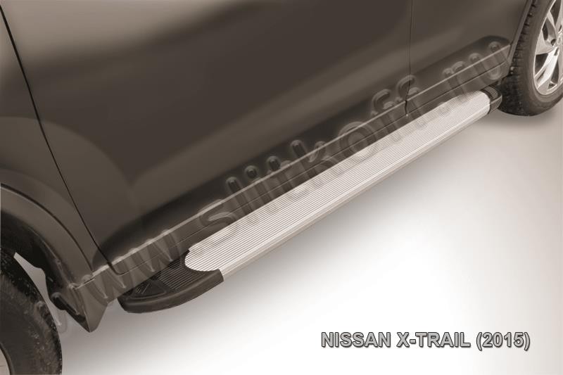 Slitkoff AL-NXT15-02 пороги алюминиевые "Optima Silver" Nissan X-Trail (2015)