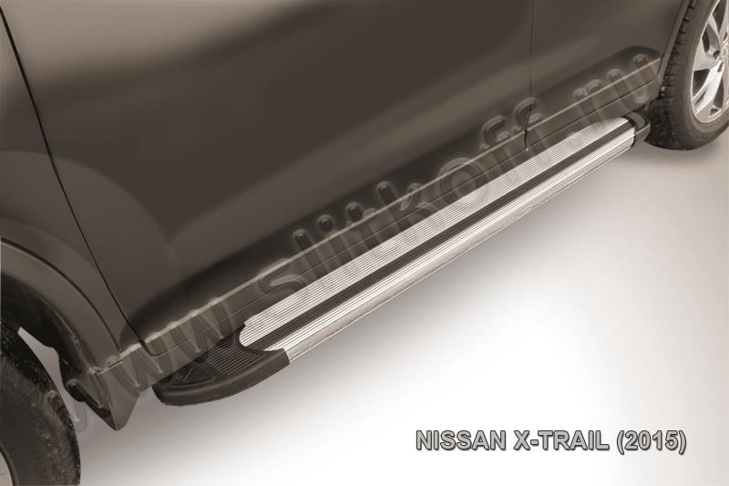 Slitkoff AL-NXT15-04 пороги алюминиевые "Luxe Silver" серебристые Nissan X-Trail (2015)