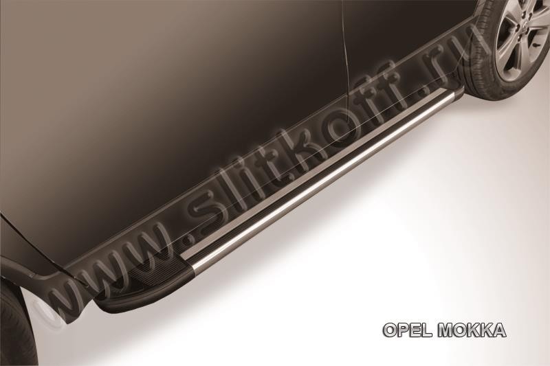 Slitkoff AL-OPMOK1303 пороги алюминиевые "Luxe Black" черные Opel Mokka (2013)