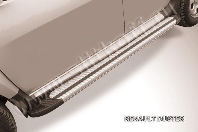 Slitkoff AL-RD004 пороги алюминиевые "Luxe Silver" 1800 серебристые Renault Duster