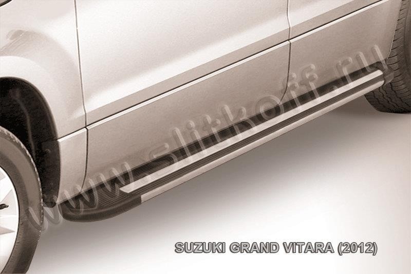 Slitkoff AL-SGV12003 пороги алюминиевые "Luxe Black" 1700 черные Suzuki Grand Vitara (2012)