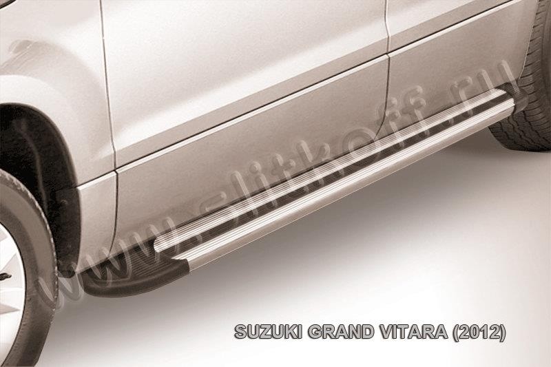 Slitkoff AL-SGV12004 пороги алюминиевые "Luxe Silver" 1700 серебристые Suzuki Grand Vitara (2012)