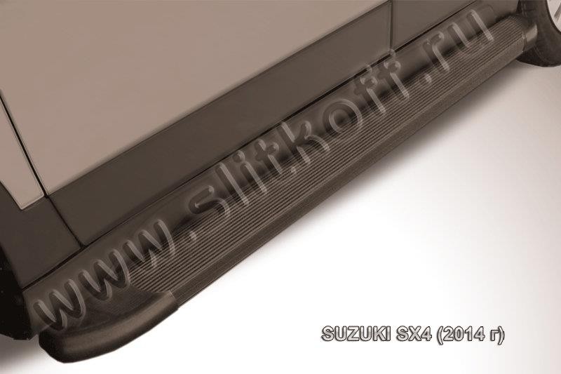 Slitkoff AL-SSX4001 пороги алюминиевые "Optima Black" 1700 черные Suzuki SX-4 (2014)